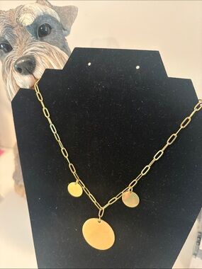 Plunder Gold tone Disc Pendant Chain Necklace - Women Jewelry
